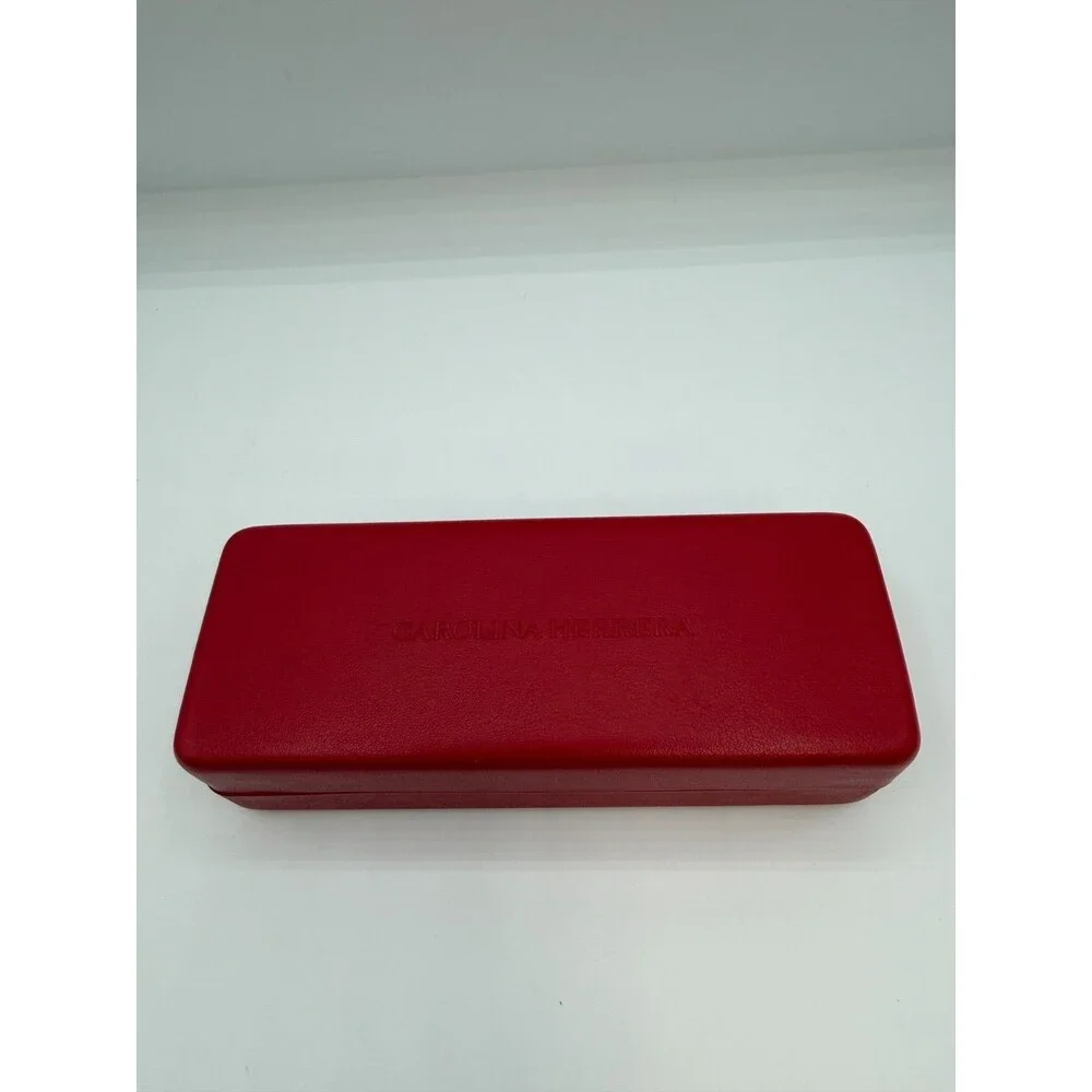 New Carolina Herrara Lipstick Red Leather Clamshell Eye Glass/Sunglass Case